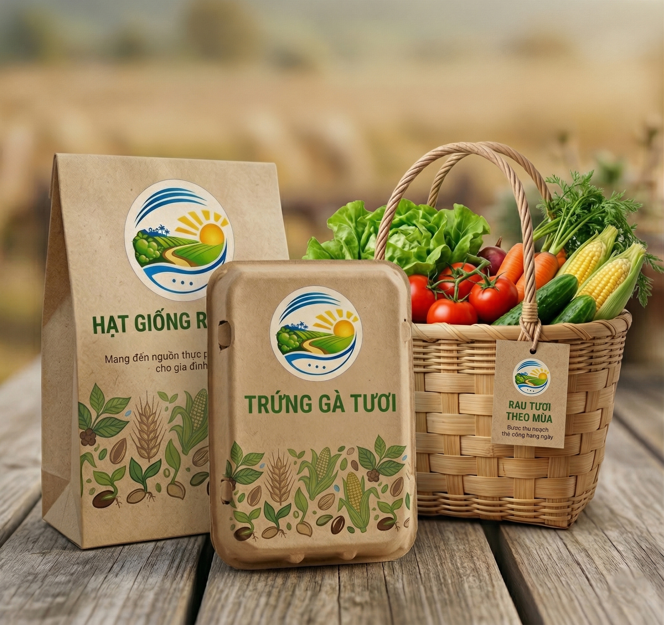 Bao bì Trứng gà và Rau tươi Bình Minh Eco Farm